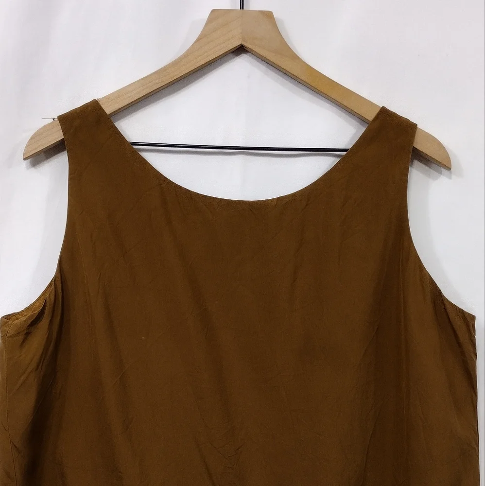 Ann May 100% Silk Tank Top Women's L Brown Boho Retro 90s Minimalist - Picture 5 of 7